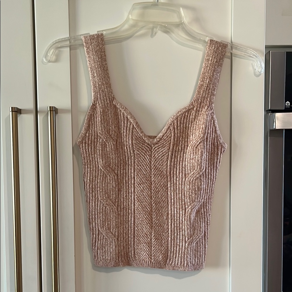 Express Pink Ribbed Bustier Tank Top with sweater 1-in rose, 1-peach  and 1-tan